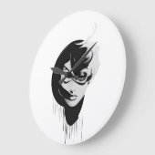 Schwarz-Weiß-Mädchen - Wall Clock 2023 Große Wanduhr (Winkel)