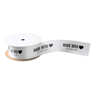Schwarz-Weiß Made mit Liebe Herz Satinband
