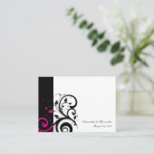Schwarz, Weiß, Magenta Swirl PlaceCards, geschrieb Platzkarte (Stehend Vorderseite)