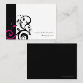 Schwarz, Weiß, Magenta Swirl PlaceCards, geschrieb Platzkarte (Vorne/Hinten)