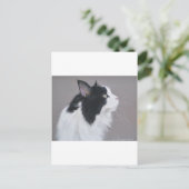 Schwarz-Weiß-Maine-Coon-Katze. Postkarte (Stehend Vorderseite)