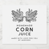 Schwarz-Weiß-Maissaft mit zwei Keksen Alkoholflaschenetikett (Einzelnes Label)