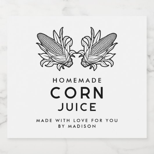 Schwarz-Weiß-Maissaft mit zwei Keksen Alkoholflaschenetikett (Einzelnes Label)