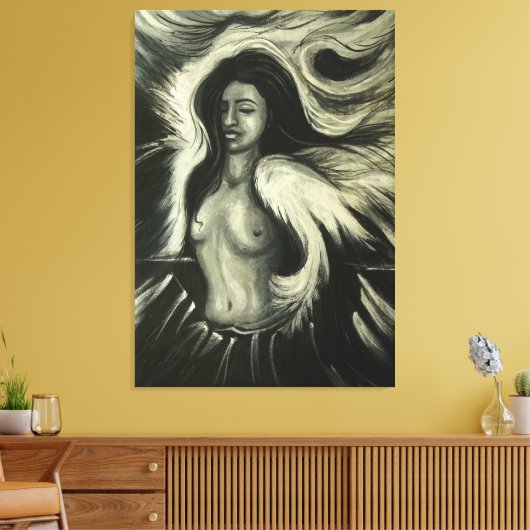 Schwarz-Weiß-Malerei Leinwanddruck (Insitu (Wohnzimmer))