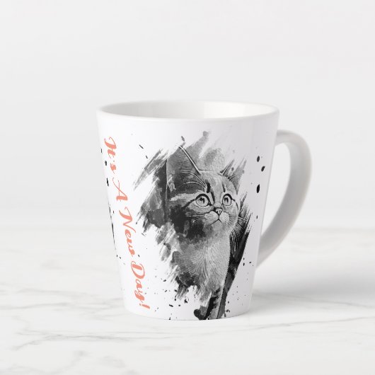 🔸 Schwarz-Weiß-Malerkatze Latte-Tasse Milchtasse (Rechte Ecke)