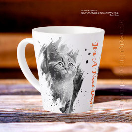 🔸 Schwarz-Weiß-Malerkatze Latte-Tasse Milchtasse