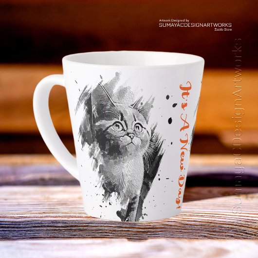🔸 Schwarz-Weiß-Malerkatze Latte-Tasse Milchtasse