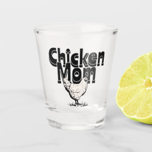 Schwarz-Weiß-Mama für Vintage Hühner Personalisier Schnapsglas