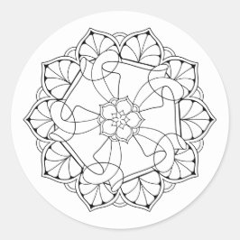 Schwarz-Weiß-Mandala-Aufkleber Runder Aufkleber