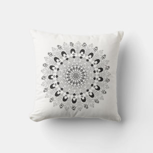 Schwarz-Weiß-Mandala-Blume-Designwurfkissen Kissen