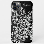 Schwarz-Weiß-Mandala-Blume handgezeichnet Doodle iPhone Hülle (Rückseite)