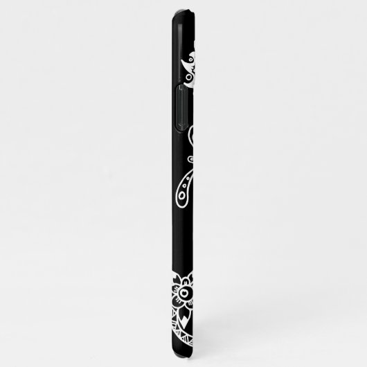 Schwarz-Weiß-Mandala-Blume handgezeichnet Doodle iPhone Hülle (Rechte Seite)