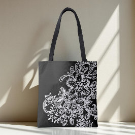 Schwarz-Weiß-Mandala-Blume handgezeichnet Doodle Tasche