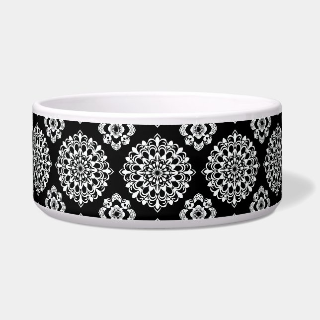 Schwarz-Weiß-Mandala-Design Napf (Vorderseite)