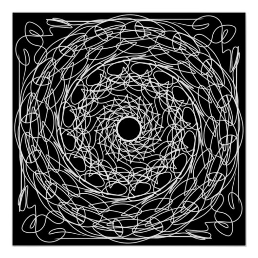 Schwarz-Weiß-Mandala-Design Poster (Vorderseite)