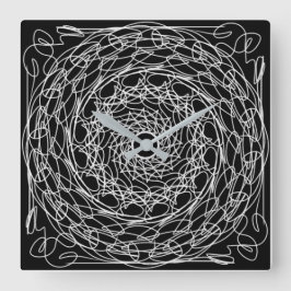 Schwarz-Weiß-Mandala-Design Quadratische Wanduhr