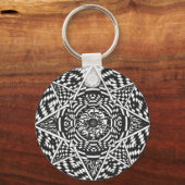 Schwarz-Weiß-Mandala-Design Schlüsselanhänger (Vorderseite)