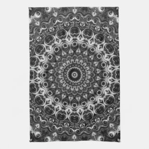 Schwarz-Weiß-Mandala-Geometrie-Design Geschirrtuch