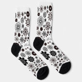 Schwarz-Weiß-Mandala-Hippie-Blume Socken (Rechts)