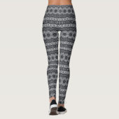 Schwarz-Weiß-Mandala-Kaleidoskop gestreift Leggings (Rückseite)