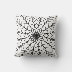 Schwarz-Weiß-Mandala-Kissen Kissen
