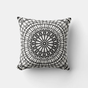 Schwarz-Weiß-Mandala-Kissen Kissen