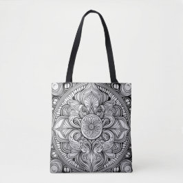 Schwarz-Weiß-Mandala Kunst Tasche