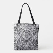 Schwarz-Weiß-Mandala Kunst Tasche (Rückseite)