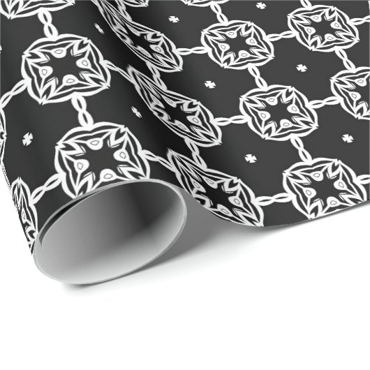 Schwarz-Weiß-Mandala-Linien Muster 10 Geschenkpapier (Rolleneckpunkt)