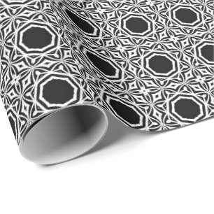 Schwarz-Weiß-Mandala-Linien Muster 1 Geschenkpapier