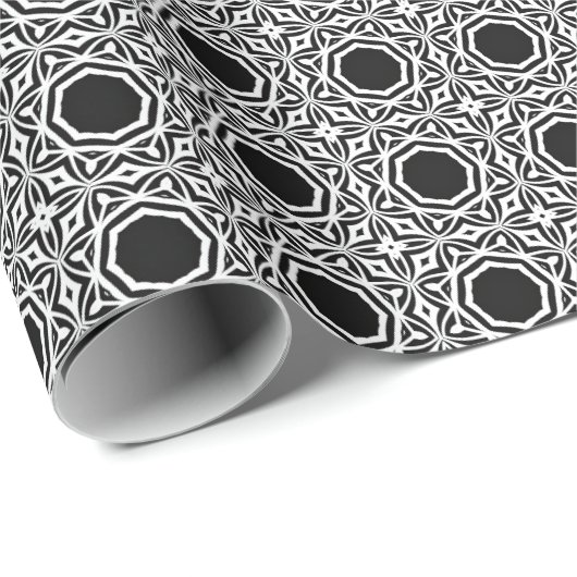Schwarz-Weiß-Mandala-Linien Muster 1 Geschenkpapier (Rolleneckpunkt)