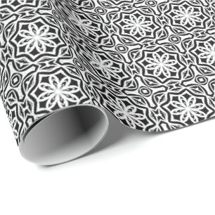 Schwarz-Weiß-Mandala-Linien Muster 4 Geschenkpapier
