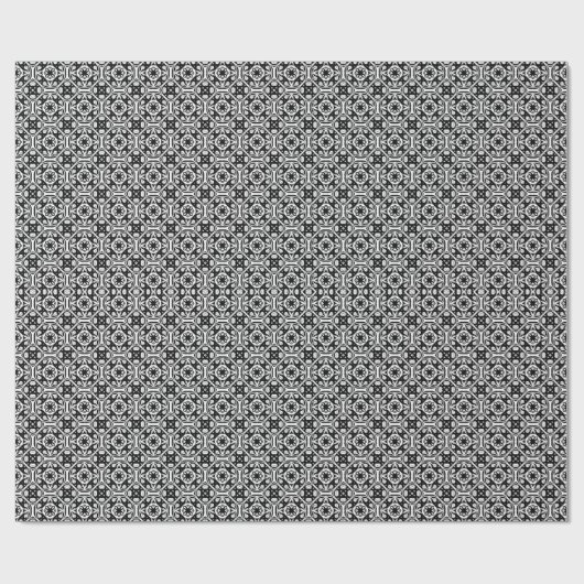 Schwarz-Weiß-Mandala-Linien Muster 8 Geschenkpapier (Flach)