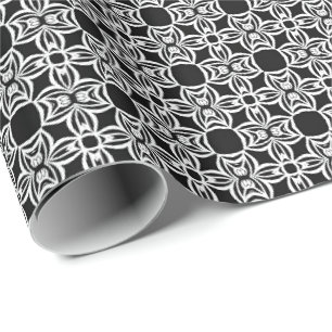 Schwarz-weiß-Mandala-Linienmuster 6 Geschenkpapier
