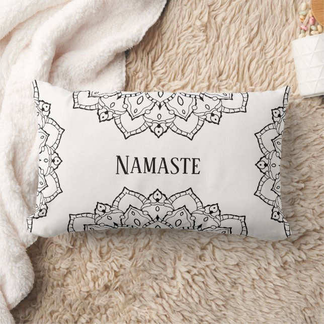 Schwarz-Weiß Mandala Lumbar Kissen (Decke)