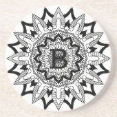 Schwarz-Weiß-Mandala-Monogramm Getränkeuntersetzer (Vorne)