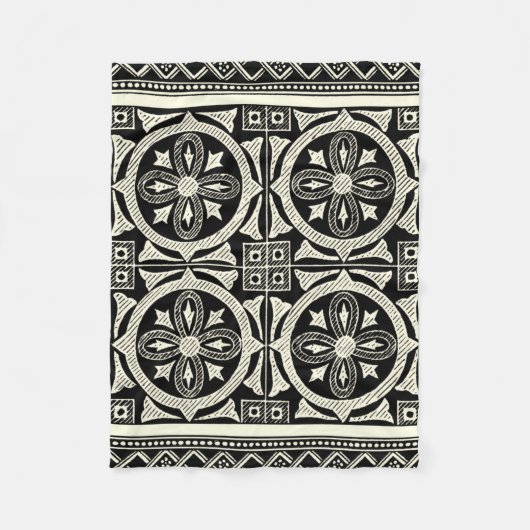 Schwarz-Weiß-Mandala-Motif von Vision Studio Fleecedecke (Vorderseite)