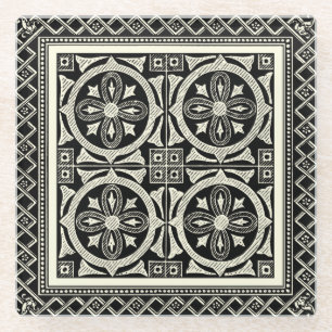 Schwarz-Weiß-Mandala-Motif von Vision Studio Glasuntersetzer