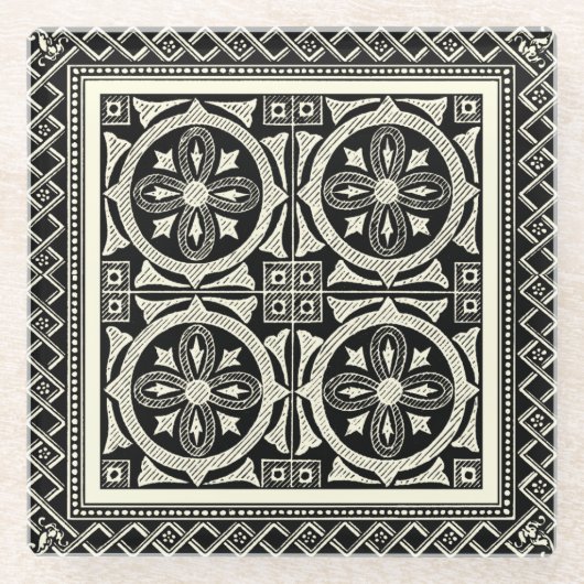 Schwarz-Weiß-Mandala-Motif von Vision Studio Glasuntersetzer (Vorderseite)
