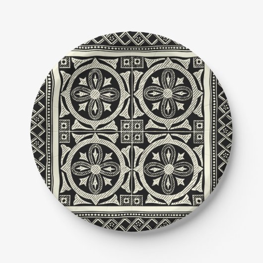 Schwarz-Weiß-Mandala-Motif von Vision Studio Pappteller (Vorderseite)