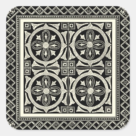 Schwarz-Weiß-Mandala-Motif von Vision Studio Quadratischer Aufkleber (Vorderseite)