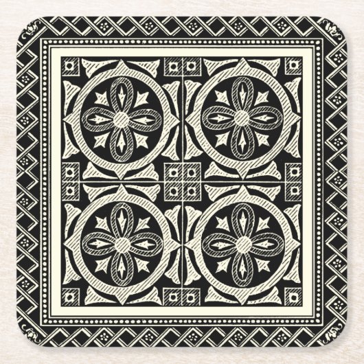 Schwarz-Weiß-Mandala-Motif von Vision Studio Rechteckiger Pappuntersetzer (Vorderseite)