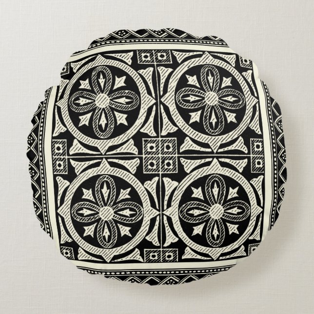 Schwarz-Weiß-Mandala-Motif von Vision Studio Rundes Kissen (Vorderseite)