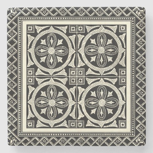 Schwarz-Weiß-Mandala-Motif von Vision Studio Steinuntersetzer (Vorderseite)