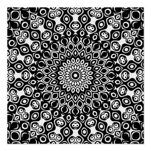 Schwarz-Weiß-Mandala-Muster Poster (Vorderseite)