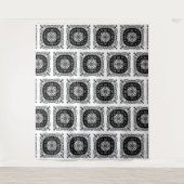 Schwarz-Weiß-Mandala-Muster Wandteppich (Vorderseite)