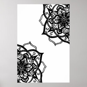 Schwarz-Weiß-Mandala Poster