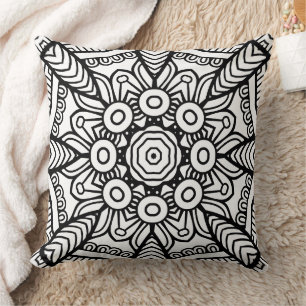 Schwarz-Weiß-Mandala-Rahmenmuster Kissen