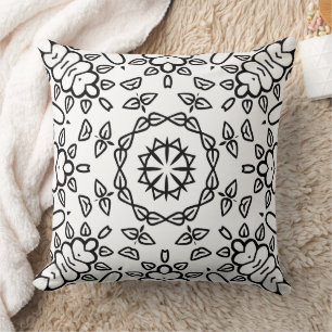 Schwarz-Weiß-Mandala-Rahmenmuster Kissen