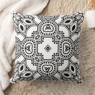 Schwarz-Weiß-Mandala-Rahmenmuster Kissen